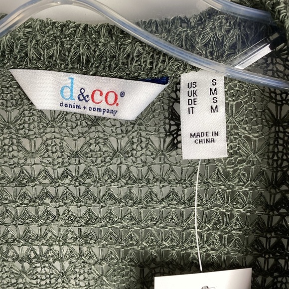D&CO NWT Open front Knit Cardigan Size Small green/ Tan. - Picture 2 of 14